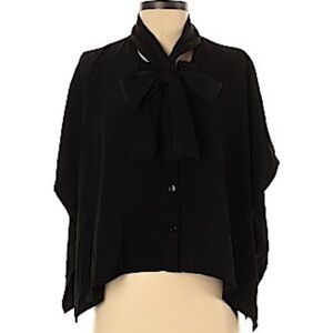 Mirror Black Short Sleeve Blouse (Runs Big)